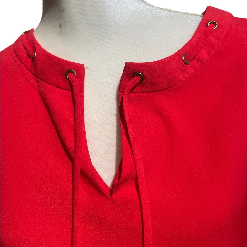 EUC Ellen Tracy Large Flowy Red Women's Tunic Top with Rivets Around Collar - Picture 2 of 8